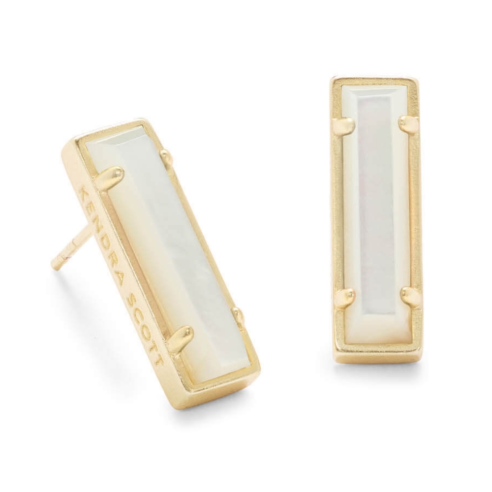 NWT - KS - Gold Stud Earrings in White